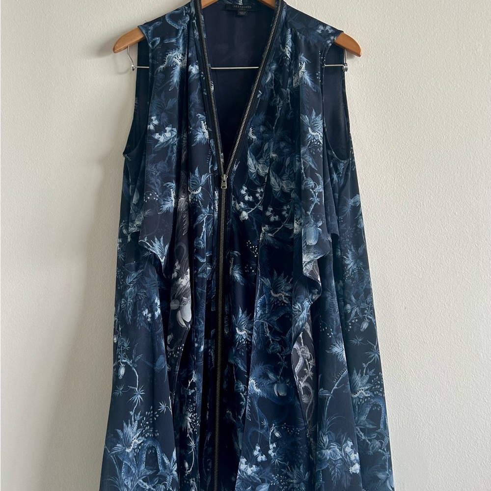 All Saints Blue Jayda Zipper Dress size L